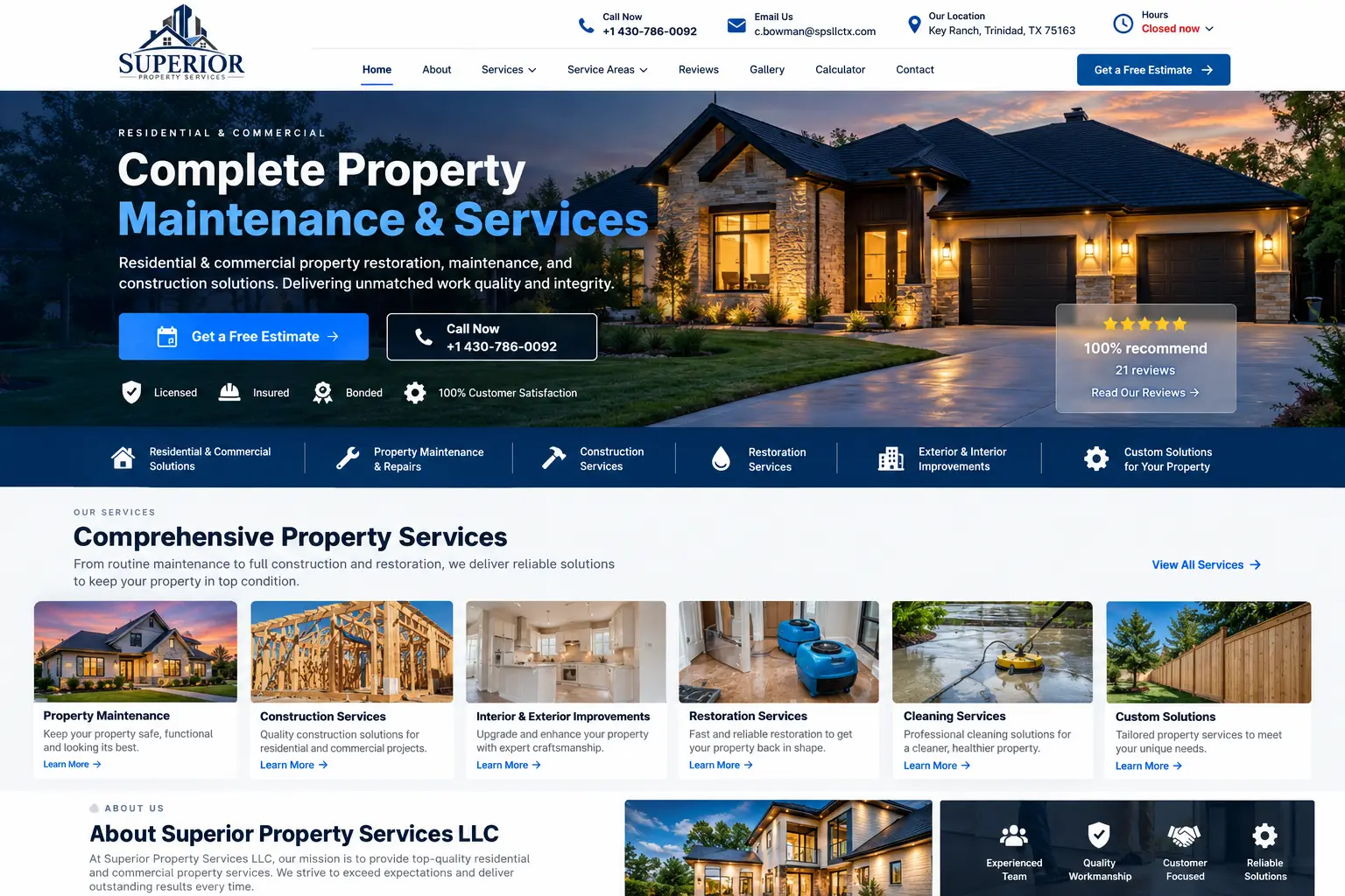 Superior Property Services website