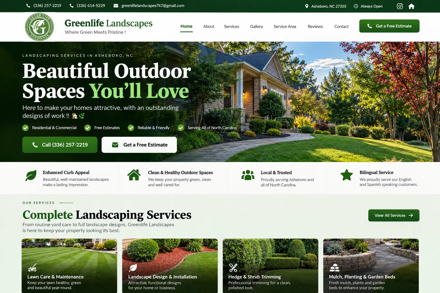 Greenlife Landscapes website
