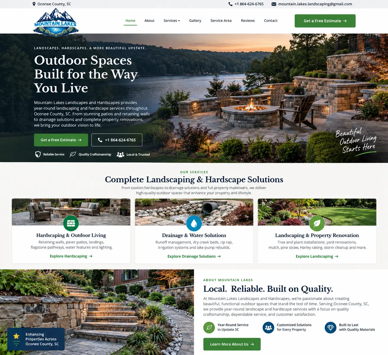 Mountain Lakes Landscapes Hardscapes website