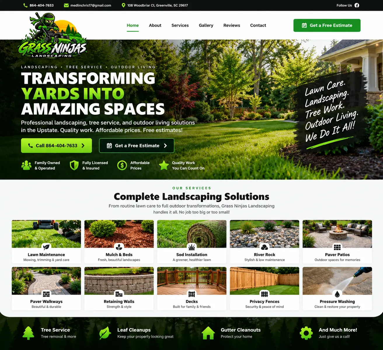 Grass Ninjas Landscaping website