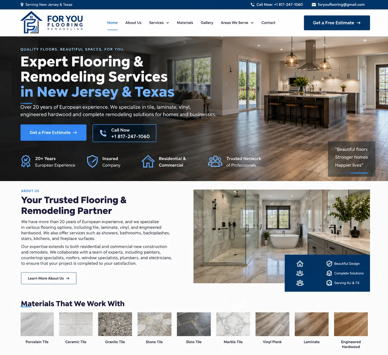 For You Flooring Remodeling website