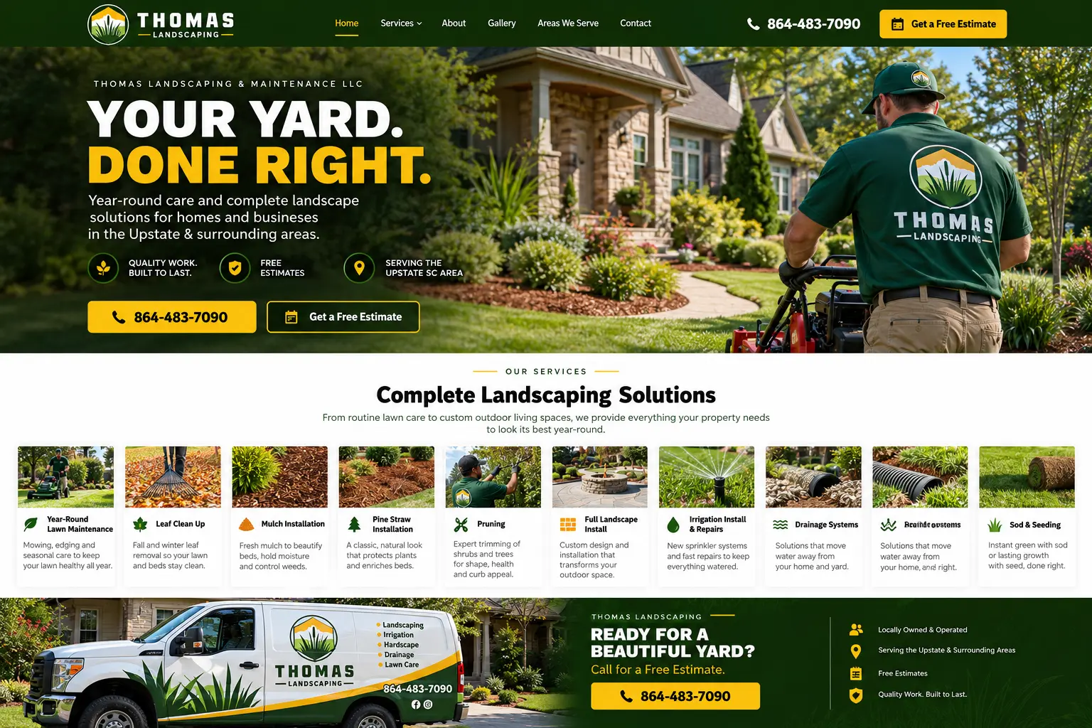 Thomas Landscaping Maintenance website